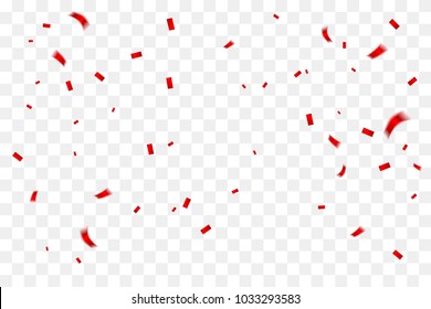 Many Falling Red Tiny Confetti Isolated On Transparent Background. Vector - Shutterstock ID 1033293583