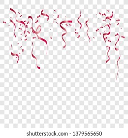 Many falling red tiny confetti. Abstract background with many falling tiny confetti pieces. Vector background.EPS10