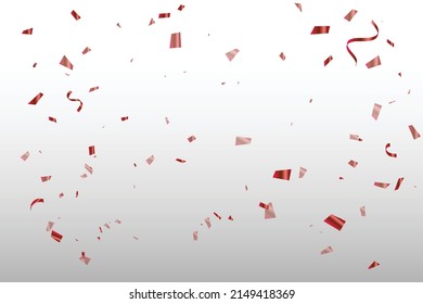 Many Falling Red Tiny Confetti Isolated On White Background. Vector