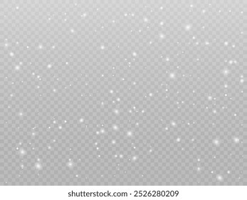 Many Falling Snow Isolated On Transparent Background. Vector Illustration