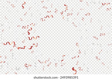 Many Falling Tiny Red Confetti Falling Isolated On Transparent Background. Switzerland, Singapore,Turkey, Japan, Indonesia Flag Color Concept Vector, Many Falling Red  Confetti Isolated on transparent