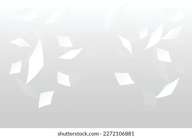 Many Falling White Paper Confetti Isolated On Background. Vector Illustration