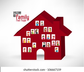 many family members in the house vector icon design
