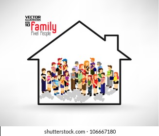 many family members in the house vector icon design