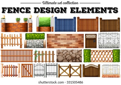 Many Fence Design Elements Illustration