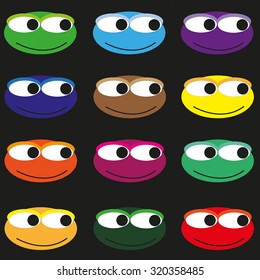 many figures on black background