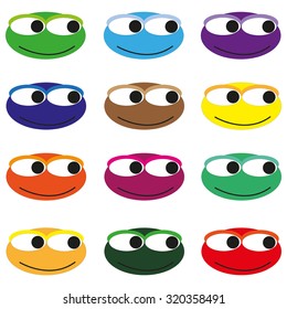 many figures on white background