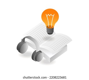 Muchos encuentran ideas leyendo libros en ilustraciones planas isométricas