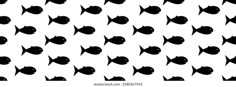 Many fish swim against the current. Seamless pattern.