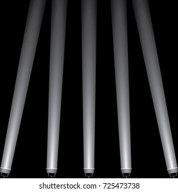many floodlights from the bottom up shining