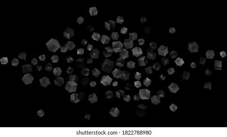 Many flying cubes. Vector background