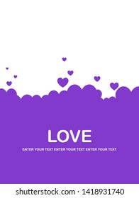 Many flying hearts. Simple design. Hearts love background. Vector background