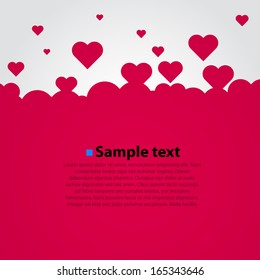 Many flying hearts. Simple design. Hearts love background. Vector background.