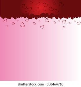 Many flying hearts. Simple design.  Vector illustration with red love hearts on a pink background. 