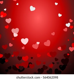 Many flying hearts. Simple design. Hearts love background. Vector background