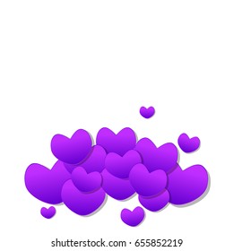 Many flying hearts. Simple design. Hearts love background. Vector background.