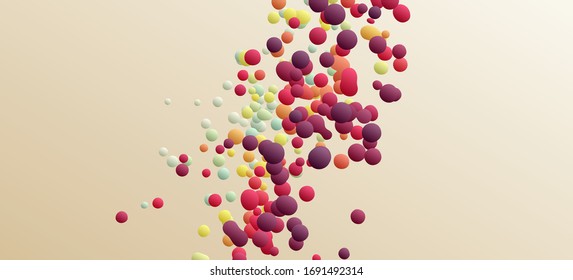 Muchas esferas voladoras de diferentes tamaños en espacio vacío.Antecedentes abstractos. Ilustración vectorial 3d. 