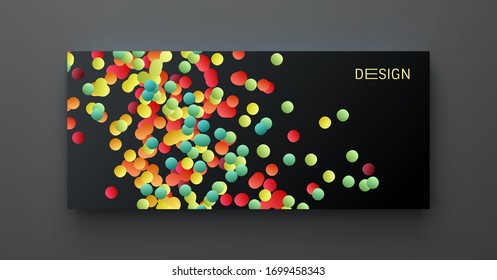 Many flying spheres of different sizes in empty space. Abstract background. 3d vector illustration. 