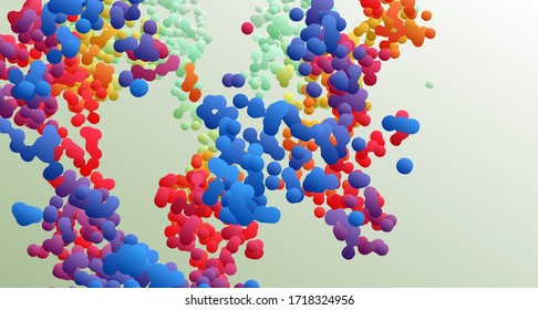 Many flying spheres of different sizes in empty space. Abstract background. 3d vector illustration. 