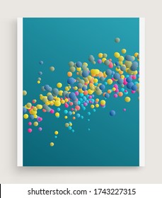 Muchas esferas voladoras de diferentes tamaños en espacio vacío. Antecedentes abstractos. Ilustración vectorial 3d. 