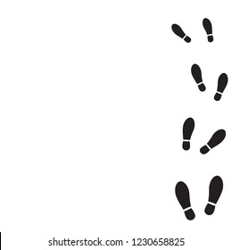 many footprints on paper side , vector illustration.