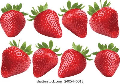 many of fresh strawberry isolated on white background