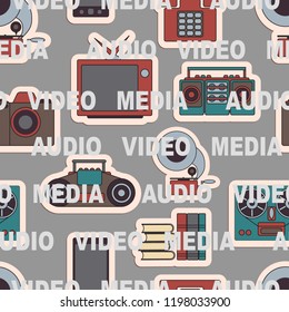 Many functions carries a modern mobile phone. Vector illustration. Seamless.