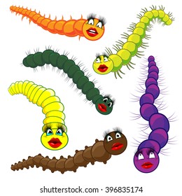 Many Funny Colorful Cartoon Vector Worms Stock Vector (Royalty Free ...