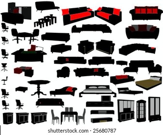 many furniture silhouettes