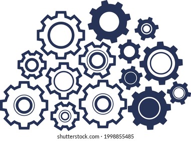 Many gear icons that overlap and mesh