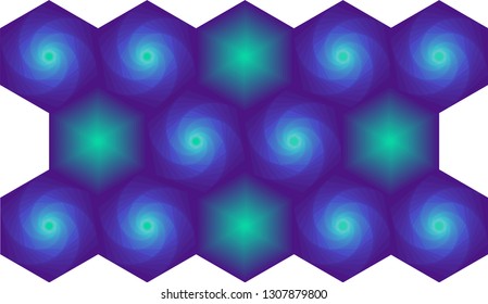 Many geometric undertones of blue.