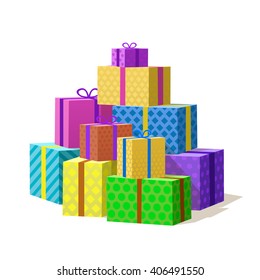 Many gift box. Vector illustration