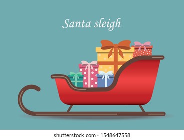 Many Gift Boxes Are On Santa's Sleigh.