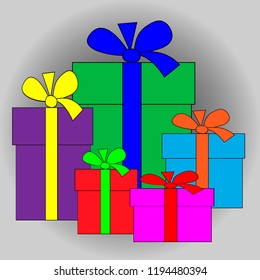 many gifts, boxes for the holiday