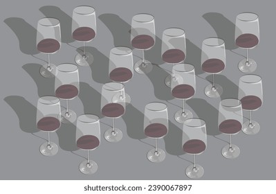 Many glasses of red wines