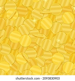 Many gold coins seamless pattern