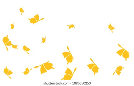 Many Golden Butterflies on White Background