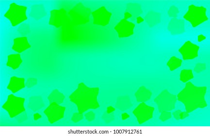 Many Good Looking Green Stars of Different Size and Opacity on Green and Blue Gradient Background