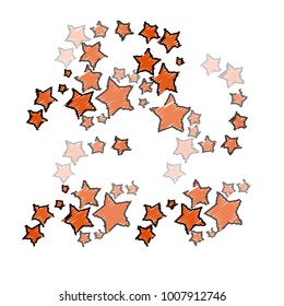 Many Good Looking Red Embroidered Stars of Different Size and Opacity with Black Border on White Background