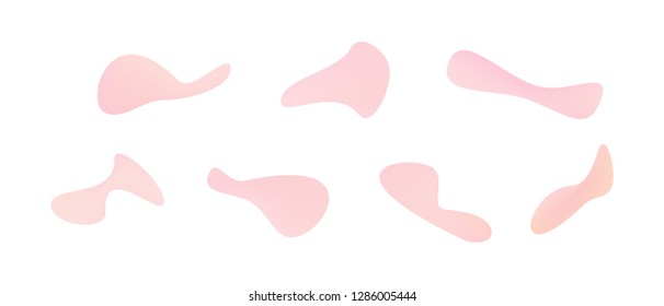 Many gradient plastic abstract shapes. Set of stylish fluid forms in the form of drops. Vector illustration isolated on white background. 