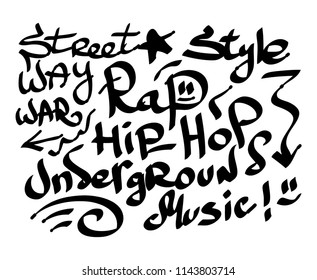 Many graffiti tags on a white background. Vector art