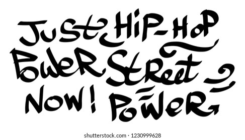 Many graffiti tags on a white background. Vector art