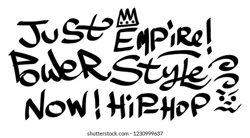 Many graffiti tags on a white background. Vector art