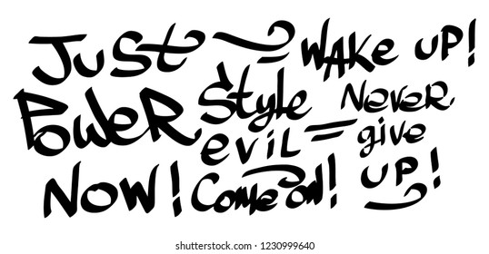 Many graffiti tags on a white background. Vector art