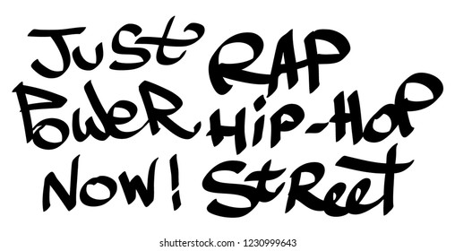 Many graffiti tags on a white background. Vector art
