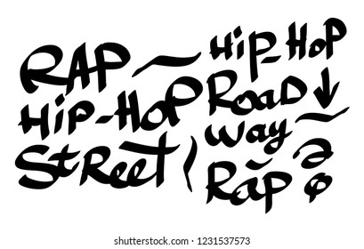 Many graffiti tags on a white background. Vector art