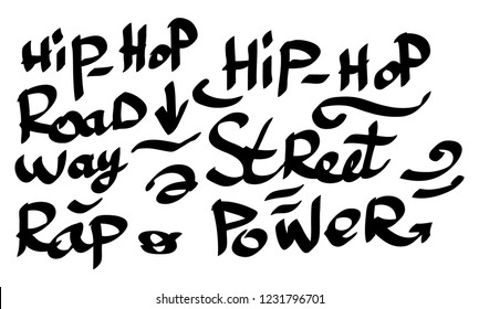 Many graffiti tags on a white background. Vector art