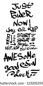 Many graffiti tags on a white background. Vector art