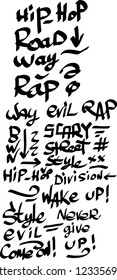 Many graffiti tags on a white background. Vector art