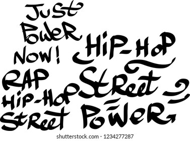 Many graffiti tags on a white background. Vector art